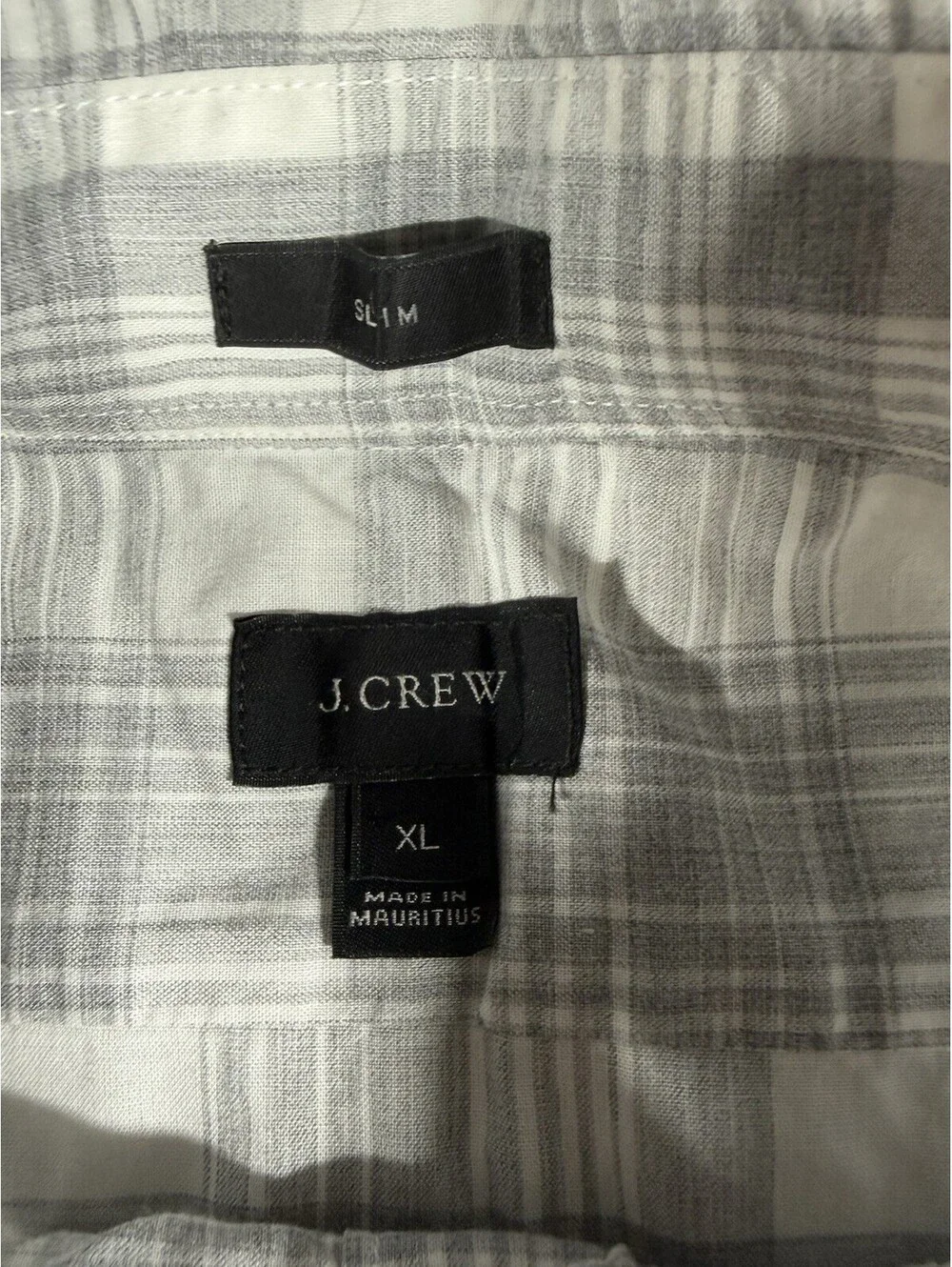 J Crew Slim Button Down Shirt Men Sz XL Gray Window Pane Long Sleeve 100% Cotton